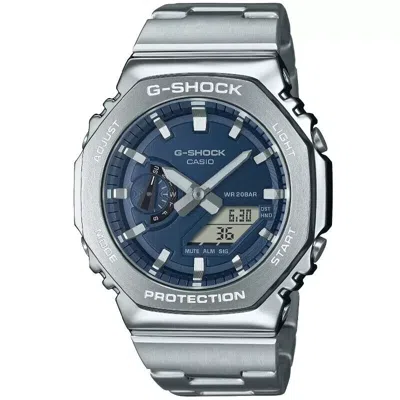 Pre-owned Casio G-shock Gm2110d-2b Quartz Stainless Steel Blue Dial Watch In Box