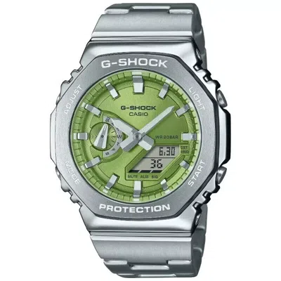 Pre-owned Casio G-shock Gm2110d-3a Quartz Stainless Steel Green Dial Watch In Box