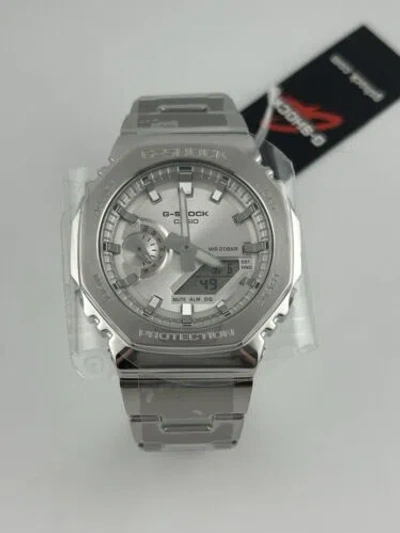 Pre-owned Casio G-shock Gm2110d-7a Stainless Steel Silver Watch In Box