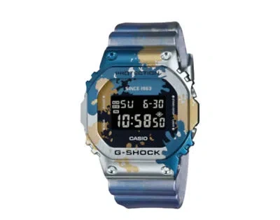 Pre-owned Casio G-shock Gm5600ss Street Spirit Graffiti Digital Resin Watch Gm5600ss-1 In Blue