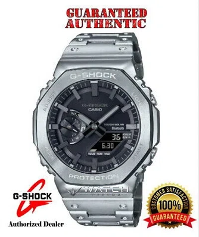 Pre-owned Casio G-shock Gmb2100d-1a Bluetooth Solar Powered Full Metal Silver Watch