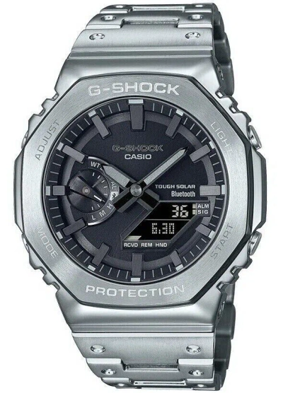 Pre-owned Casio G-shock Gmb2100d-1a Bluetooth Solar Powered Full Metal Silver Watch