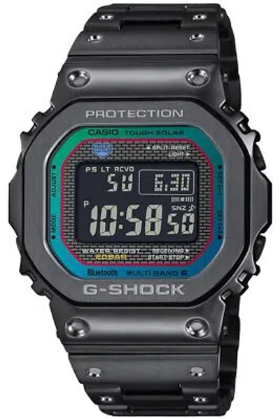 Pre-owned Casio G-shock Gmw-b5000bpc-1jf Rainbow X Black Bluetooth Men Stainless Steel