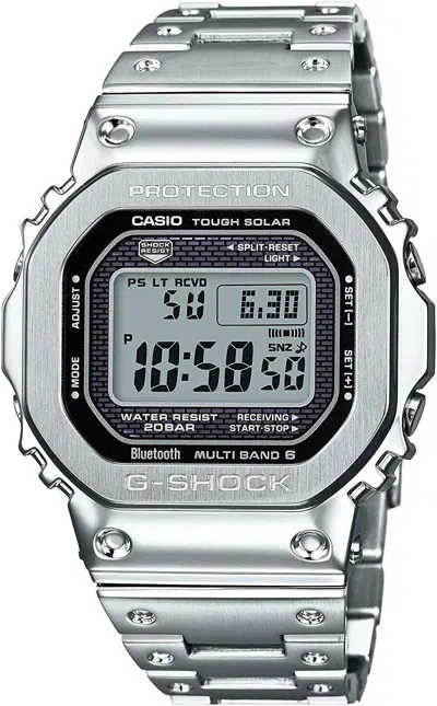 Pre-owned Casio G-shock Gmw-b5000d-1jf Silver Bluetooth Full Metal Men's Watch In Box