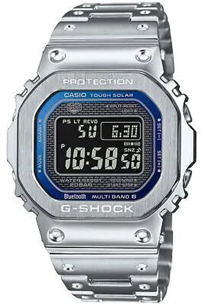 Pre-owned Casio G-shock Gmw-b5000d-2jf Navy Face Full Metal Bluetooth Radio Solar Watch