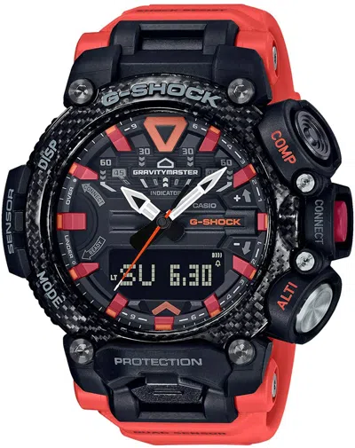 Pre-owned Casio G-shock Gr-b200-1a2jf Men Watch's Gravitymaster Carbon Core Bluetooth Red