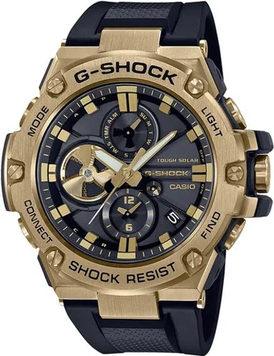 Pre-owned Casio G-shock Gst-b100gb-1a9jf G-steel Black X Gold Solar Bluetooth Watch Men's