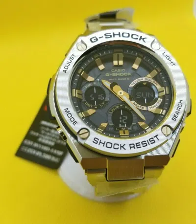 Pre-owned Casio G-shock Gst-w110d-1a9jf Solar Radio G-steel In Box From Japan