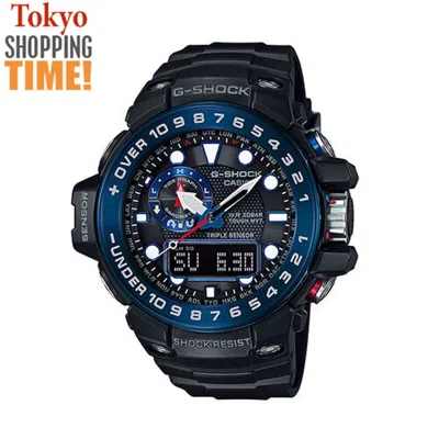 Pre-owned Casio G-shock Gulfmaster Gwn-1000b-1bjf Solar Radio Moon Tide Compass Men Watch