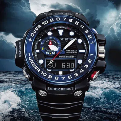 Pre-owned Casio G-shock Gulfmaster Gwn-1000b-1bjf Triple Sensor Radio Solar Watch 55.8mm