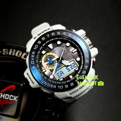 Pre-owned Casio G-shock Gulfmaster White/grey Multiband 6 Solar Men's Watch Gwn-1000e-8a