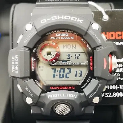 Pre-owned Casio G-shock Gw-9400j-1jf Black Red Master Of Rangeman Men's Watch In Box