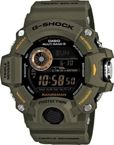 Pre-owned Casio G-shock Gw9400-3 Atomic Watch Rangeman Military Triple Sensor Tactical