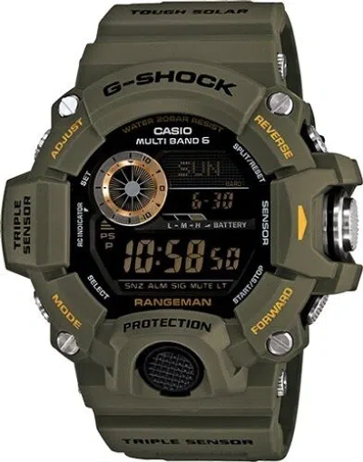 Pre-owned Casio G-shock Gw9400-3 Rangeman Military Triple Sensor Atomic Watch