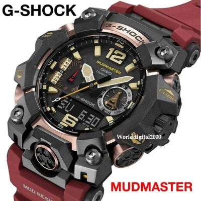 Pre-owned Casio G-shock Gwg-b1000-1a Mudmaster Analog-digital -red- Sapphire Crystal Glass