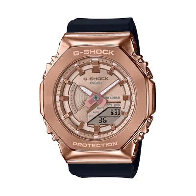 Pre-owned Casio G-shock Ladies G-shock Analog/digital Rose Gold &38; Black Strap Watch Rose