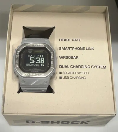 Pre-owned Casio G-shock Laser Etched Metal Light Gray Watch Dw-h5600mb-8a9