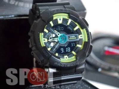 Pre-owned Casio G-shock Lime Accent Analog Digital Men's Watch Ga-110ly-1