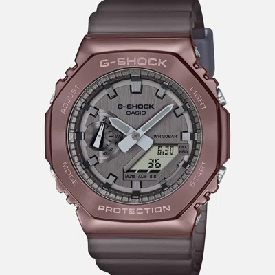 Pre-owned Casio G-shock Limited Edition Gm2100mf-5a Ana-digi Gold Ion Plated Bezel Watch