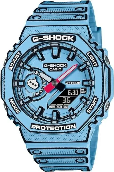 Pre-owned Casio G-shock Manga Theme Ga-2100mng-2ajr Men's Watch Octagon Blue