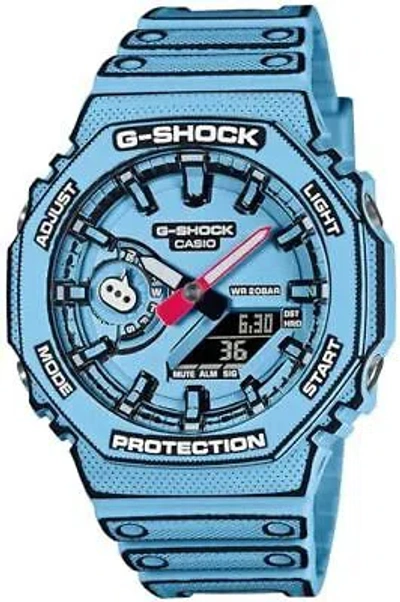 Pre-owned Casio G-shock Manga Theme Ga-2100mng-2ajr Men's Watch Octagon Blue Japan