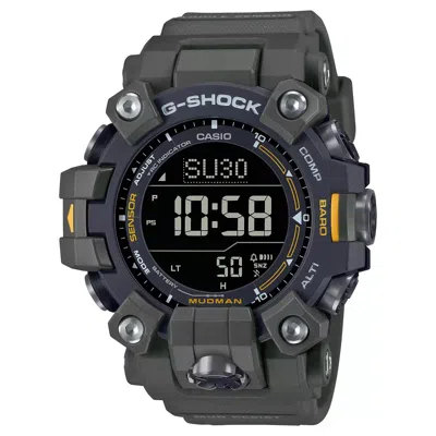 Pre-owned Casio G-shock Master Of Mudman Green Resin Solar Watch Gw-9500-3