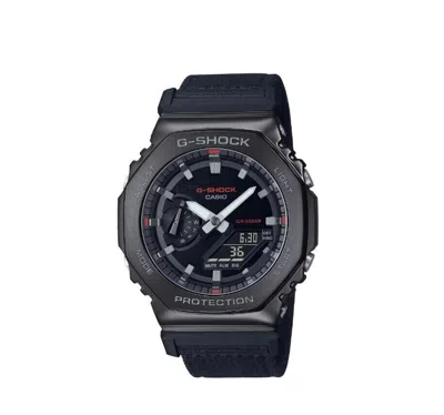 Pre-owned Casio G-shock Metal Clad Black Ak Red Accents Watch Gm2100cb-1a
