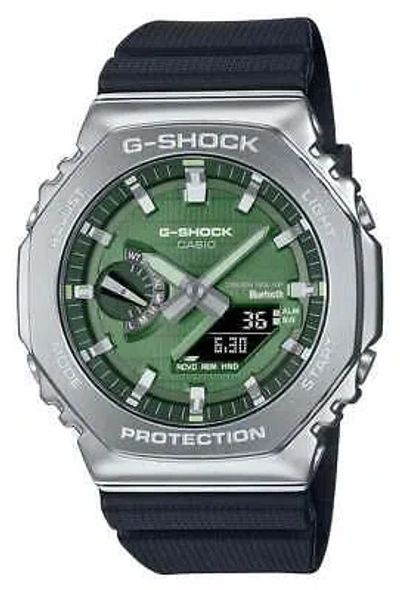 Pre-owned Casio G-shock Metal Covered 2100 (44.4mm) Green Dial / Black Gbm-2100a-1a3er