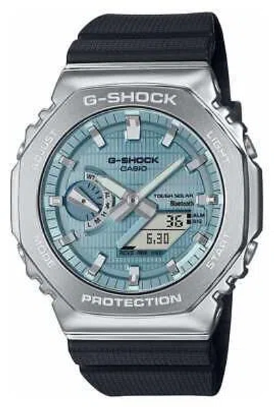 Pre-owned Casio G-shock Metal Covered 2100 (44.4mm) Sky Blue Dial / Black Gbm-2100a-1a2er