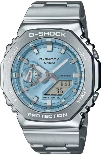 Casio G-shock Metal Covered Ana-digi Mens Watch In Gray