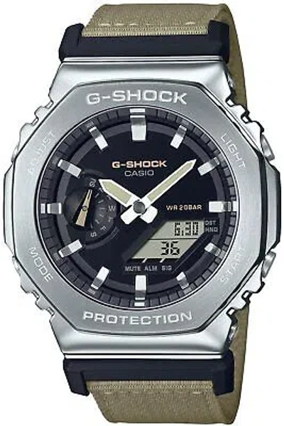 Pre-owned Casio G-shock Metal Covered Gm-2100c-5ajf Men's Watch Cloth Band Beige