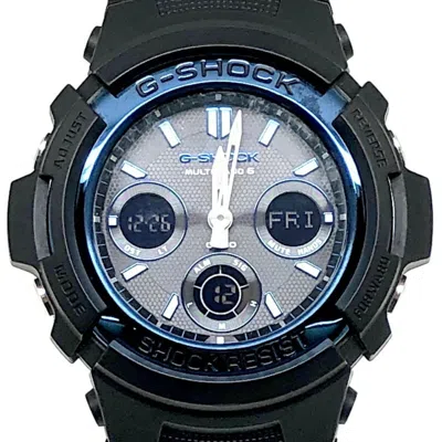 Pre-owned Casio G-shock Metallic Blue Resin Stainless Steel Wristwatch () In Multi