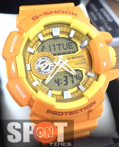 Pre-owned Casio G-shock Mono Yellow Color Analog Digital Resin Men's Watch Ga-400a-9a