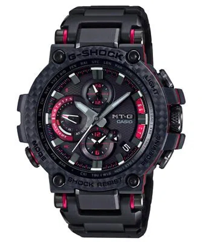Pre-owned Casio G-shock Mtg-b1000xbd-1ajf Carbon Series Connected Solar Black Red