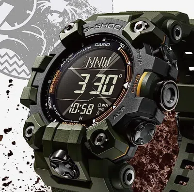 Pre-owned Casio G-shock Master Of Gw-9500-3jf Mudman Triple Sensor Radio Solar Watch