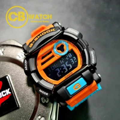 Pre-owned Casio G-shock Orange Dial Unisex Watch Gd-400dn-4 Orange Resin Digital In Black