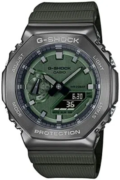 Pre-owned Casio G-shock Quartz Gm-2100b-3ajf Men's Watch Metal Covered Led Light Green