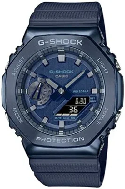 Pre-owned Casio G-shock Quartz Gm-2100n-2ajf Men's Watch Metal Covered Led Light Blue