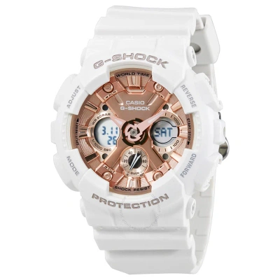 Casio G-shock S Series Rose Gold Dial Ladies Sports Watch Gmas120mf-7a2 In White