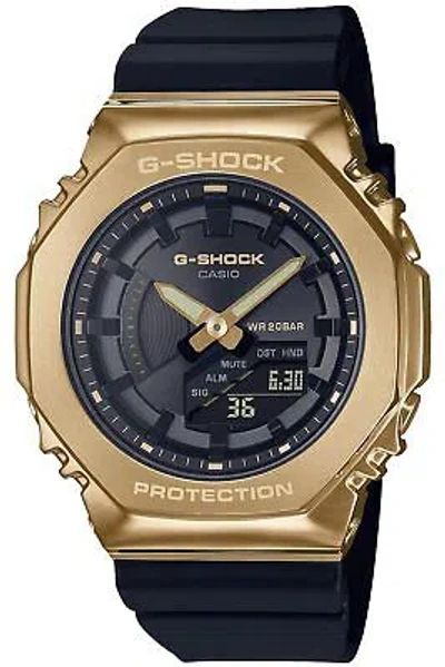 Pre-owned Casio G-shock Watch Mid Sizemodel Metal Covered Radys Black In Black/gold