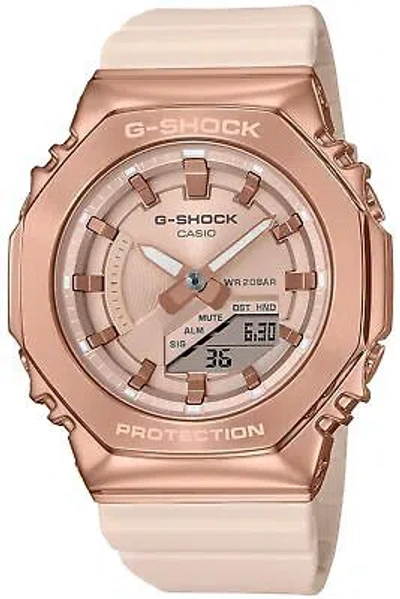 Pre-owned Casio G-shock Watch Mid Sizemodel Metal Covered Radys Pink Beige In Pink Beige / Pink Gold