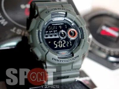 Pre-owned Casio G-shock Xl Ana Digi Matt Green Watch Gd-100ms-3d