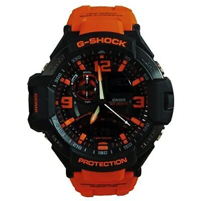 Pre-owned Casio Ga-1000-4a G-shock Sky Cockpit Quartz Orange&black Men's Watch