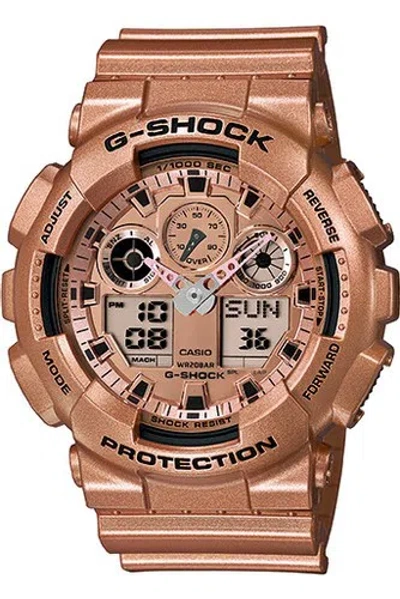 Pre-owned Casio Ga-100gd-9a G-shock Rose Gold Classic Series Men's Watch In Pink