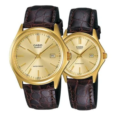 Casio General Dress Japan / South Korea Fashion Couple Gold Analog In Multi
