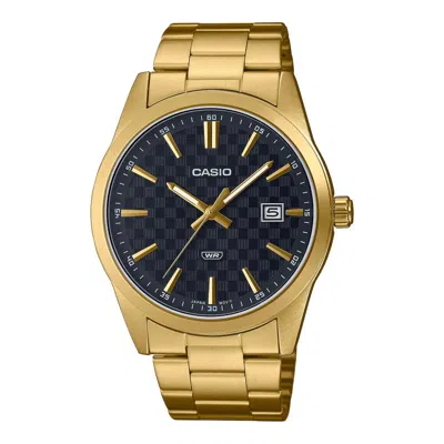 Pre-owned Casio General With Gold Stainless Steel Strap Men Watch Mtp-vd03g-1audf