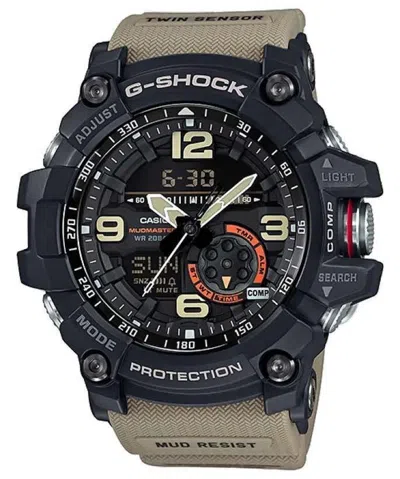 Pre-owned Casio Gg-1000-1a5  Shock Quartz Watch With Resin Strap, Beige, 30