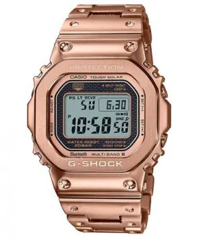 Pre-owned Casio Gmw-b5000gd-4 G-shock Men's Watch Radio Solar Stainless Metal Pink Gold