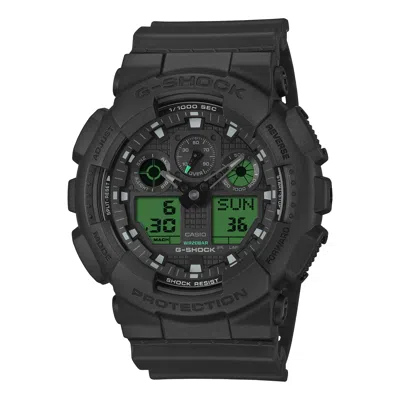 Casio G-shock Ga-100 Series Analog-digital 'black Electro Green' In Multi