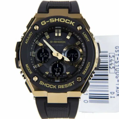 Pre-owned Casio Gst-s100g-1a Gold Black Men G-shock Watch Resin Band Tough Solar Analog Us 4